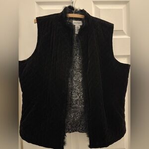 Gorgeous Black Faux Fur Trim Vest